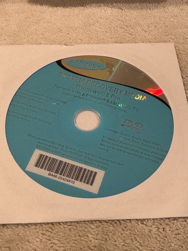 Samsung System Recovery Media Windows 8 Pro – CD ONLY – SERIAL # NOT INCLUDED!!!