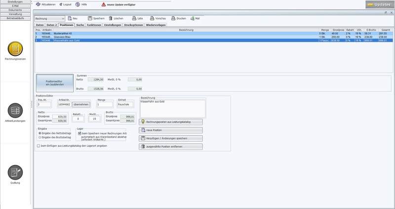 Invoice program for Windows 10, software for writing invoices and contacts gallery