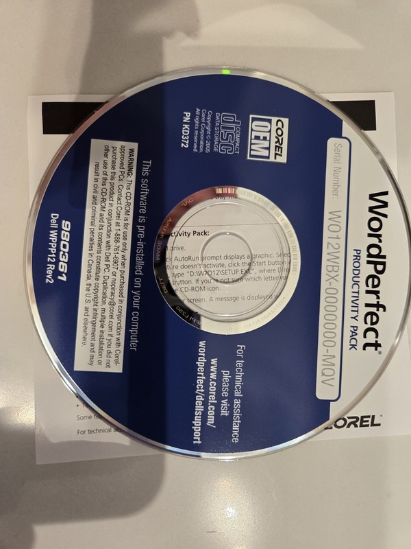 Word Perfect Productivity Pack 0CD940 Install CD Disc