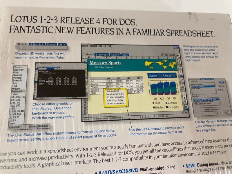 Lotus 123 Spreadsheet for DOS Release 4 (3.5 Inch discs) Brand New & Sealed gallery