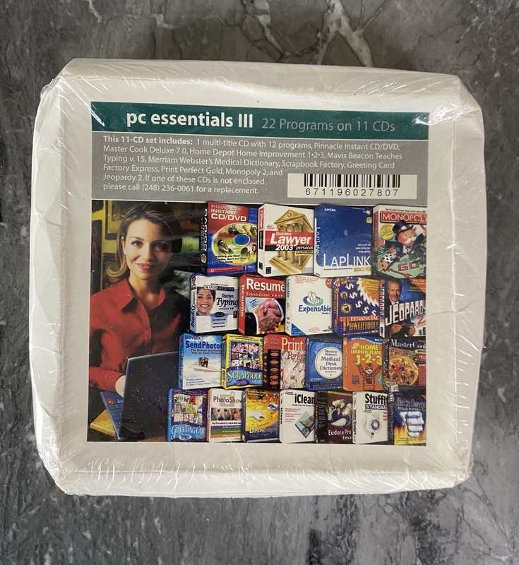 Vintage Software PC ESSENTIALS 3 22 programs on 11 CDs Jeopardy MonopolyBEacon