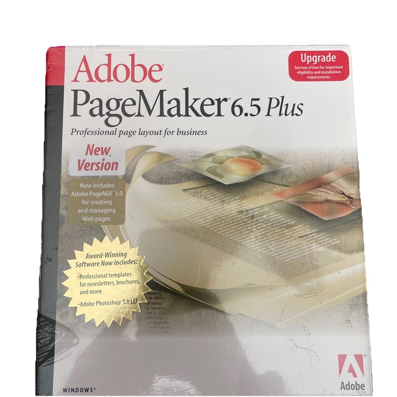 Adobe PageMaker 6.5 Plus (1999) Software Business Windows NEW Factory Sealed gallery