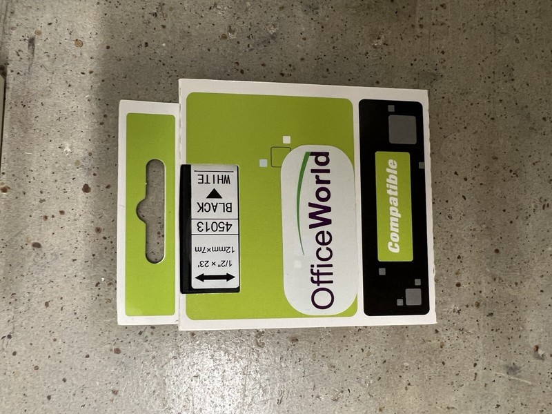 Office World 45013 1/2" × 23'12mmx7m Black And white Label Tape (Lot Of 4) New gallery