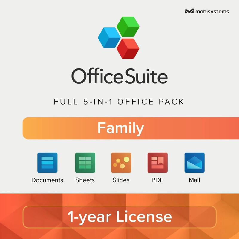 OfficeSuite Family – 1 Year License – Documents, Sheets, Slides, PDF, & Calen…