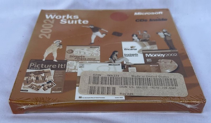 New Microsoft Works Suite 2002 CD set w/ Key North America Version SEALED gallery