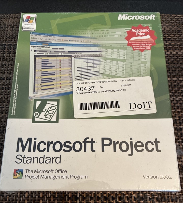 Microsoft Project Standard 2002 – Complete Package – 1 Client – Std – Sealed