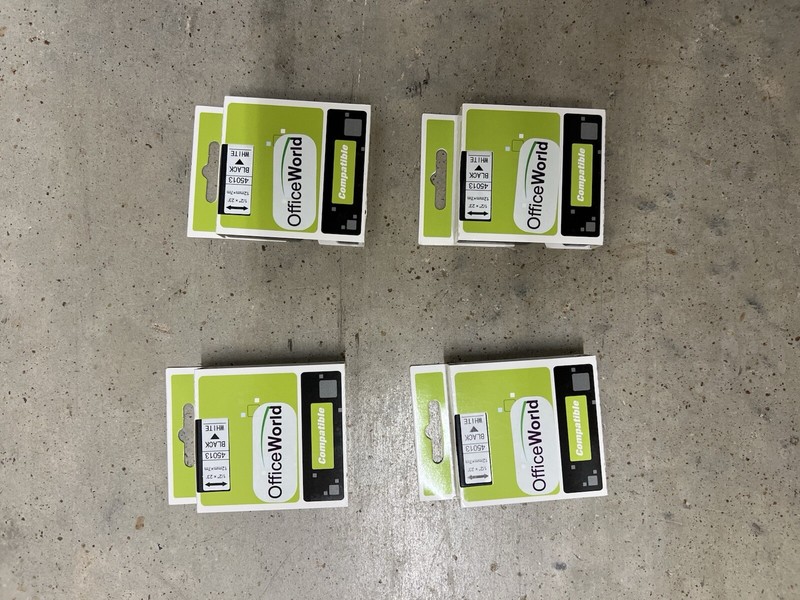 Office World 45013 1/2″ × 23’12mmx7m Black And white Label Tape (Lot Of 4) New
