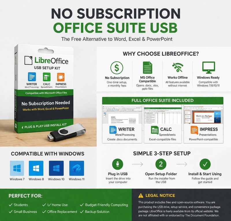 LibreOffice USB No Subscription Office Suite Word Excel PowerPoint Alt | Easy gallery