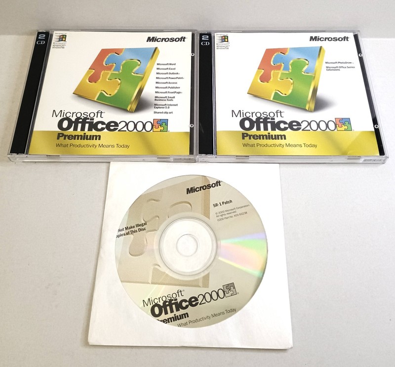 Microsoft Office 2000 Premium + SR-1 Patch – 5 CDs Set With Keys