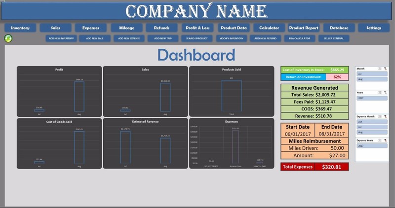 Ebay, Amazon & Etsy Accounting Excel Database (Inventory Pedia)