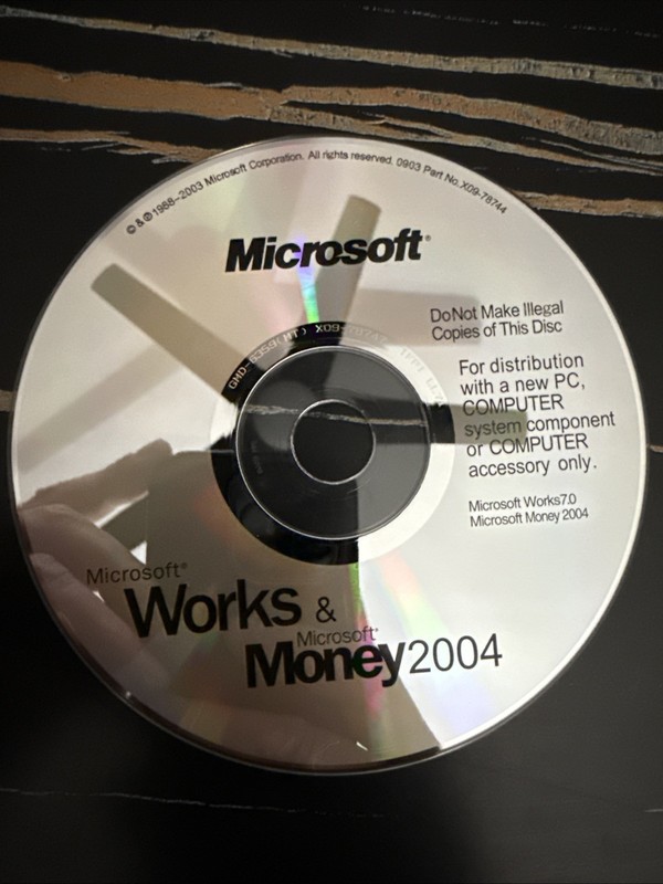 Microsoft Works 7.0 and Money 2004 CD-ROM Software disk only