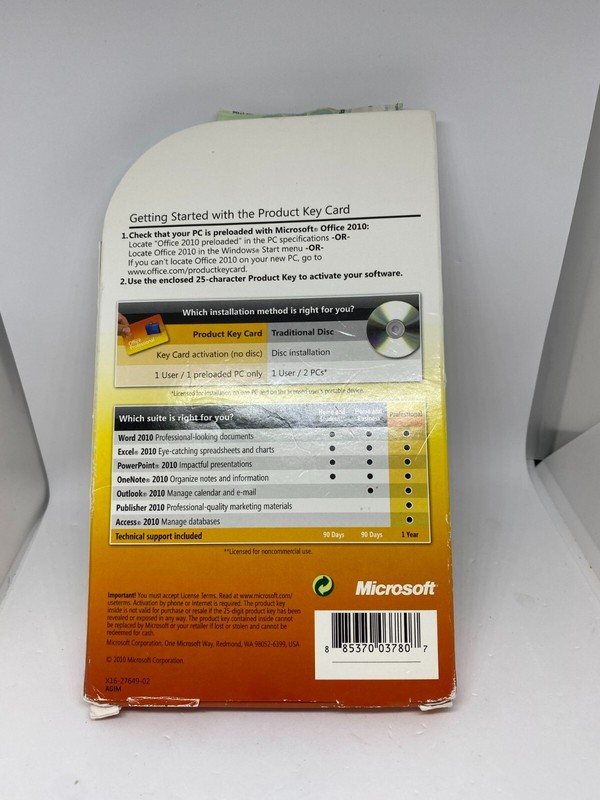 Microsoft Office 2010 Professional Product Key Card ONLY gallery