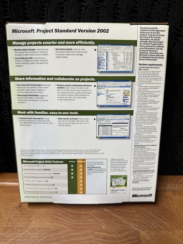 VINTAGE: Microsoft Project Standard 2002 - Complete Package - Big Box - CD gallery