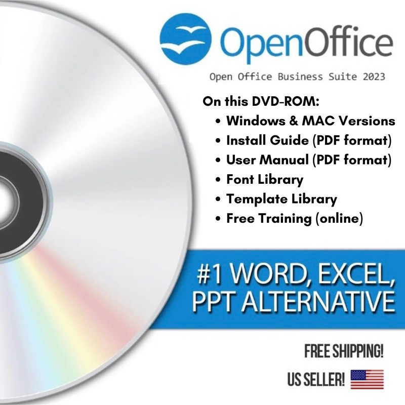Open Office 2023 | Word Processor, Slide Show, Spreadsheet Software Suite | DVD