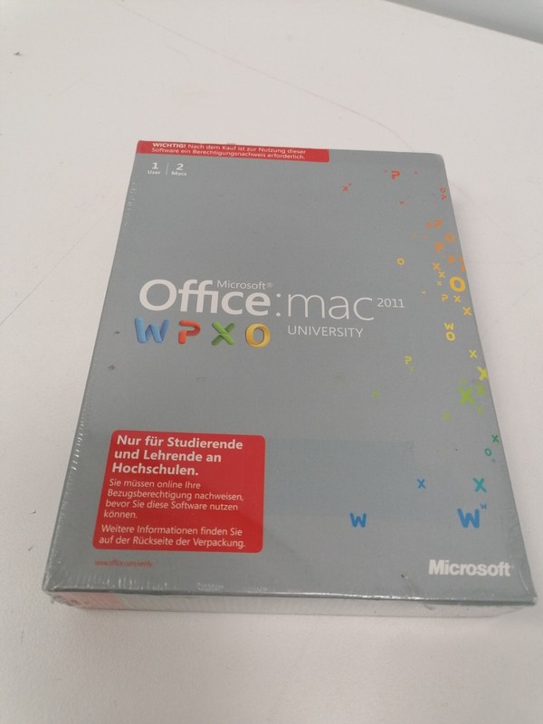 Microsoft Office Mac 2011 University 2 Mac Box + DVD OVP NEU - GERMAN AE 1 user