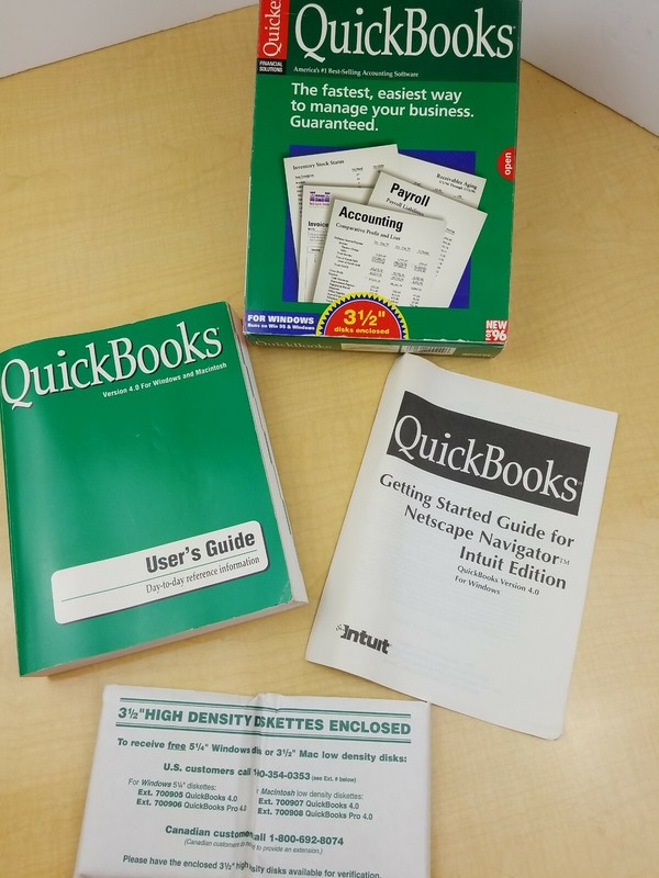 VTG Original Quickbooks Version 4.0 Windows 95 Software 3 1/2.