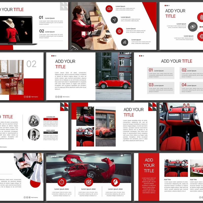 Red PowerPoint Template - Modern Business & Car Presentation Slide Deck