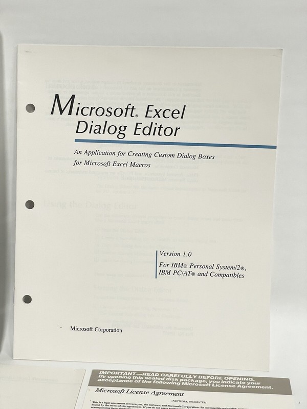 RARE Microsoft Excel Version 2.10 for IBM Personal System/2 + Inserts gallery