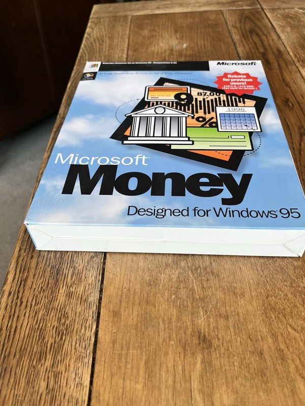 NEW Microsoft Money Windows 95 CD & 3.5” Disc Complete Retail Box - Sealed Discs gallery