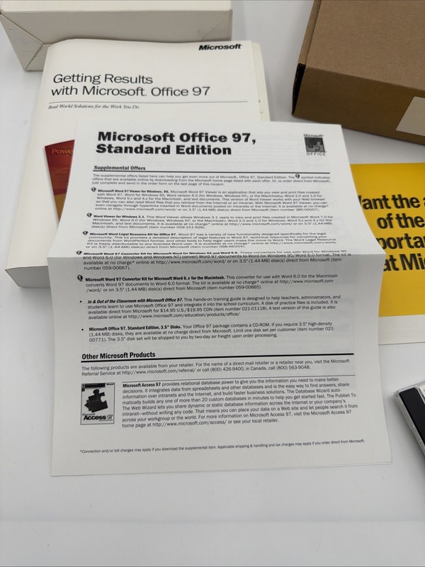 Microsoft Office 97 Standard Edition Complete Big Box CD-ROM Windows 95 NT gallery