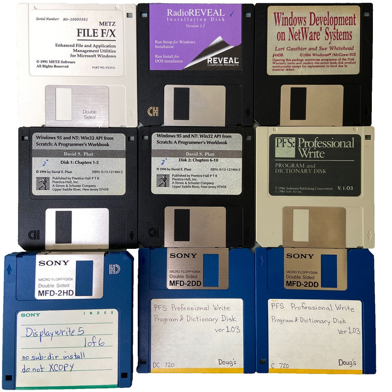 Software Lot 3.5” RadioReveal Netware PFS Write Metz File F/X Display Write API