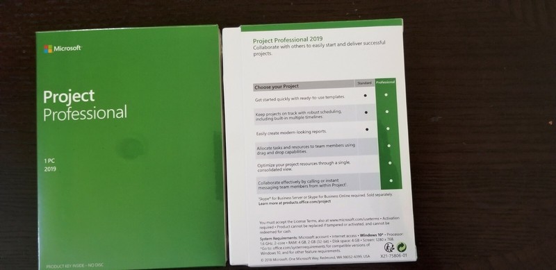 Microsoft Project Professional 2019, Windows, SKU H30-05763, Product Key Card