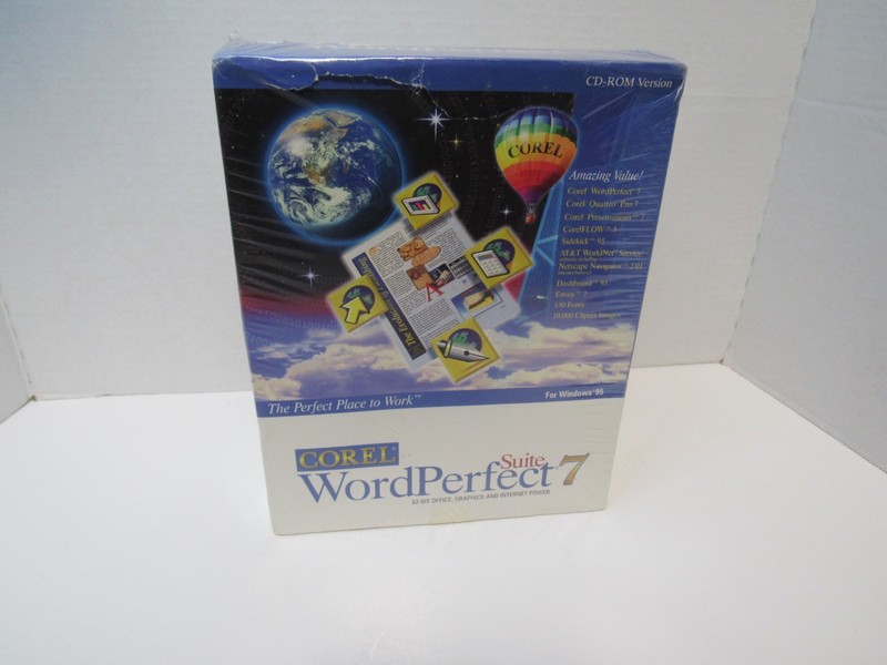 Corel WordPerfect Suite 7 CD-ROM Windows 95 NEW Sealed Vintage Office Software