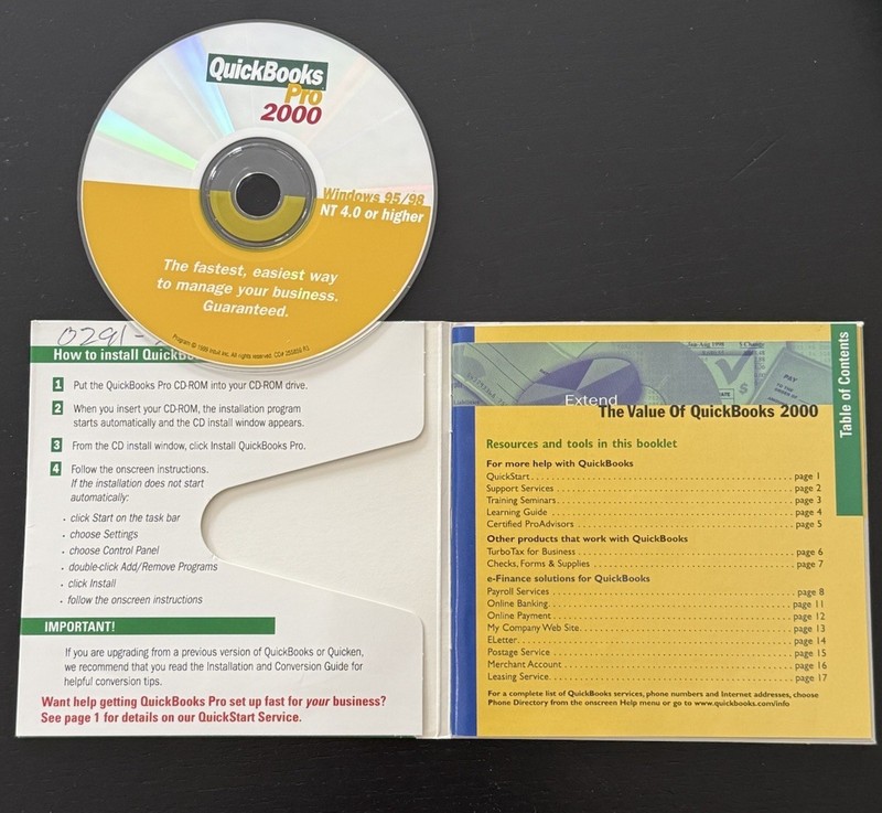 Quicken QuickBooks Pro 2000 for Windows Vintage Financial Services Software gallery