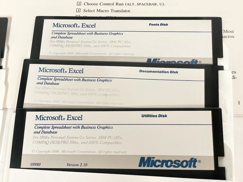 RARE Microsoft Excel Version 2.10 for IBM Personal System/2 + Inserts gallery