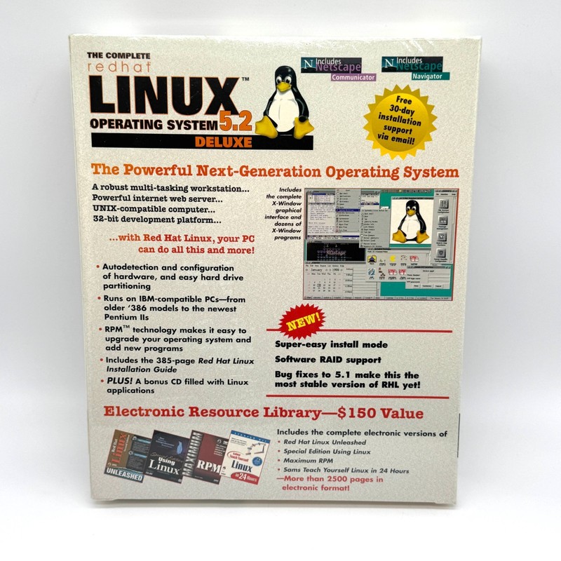The Complete RedHat Linux 5.2 Operating System Deluxe New Sealed PC Software gallery