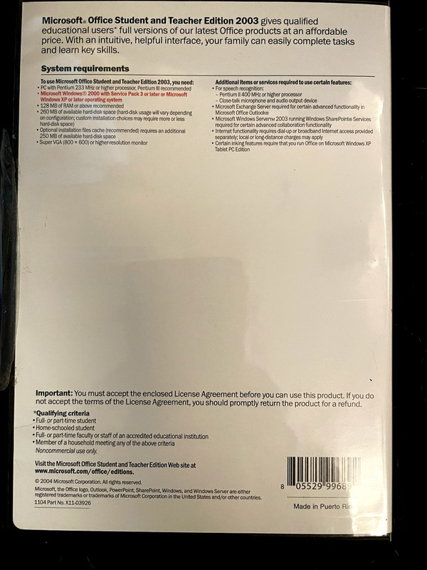 Microsoft Office Student and Teacher Edition 2003 - Product Key Included gallery