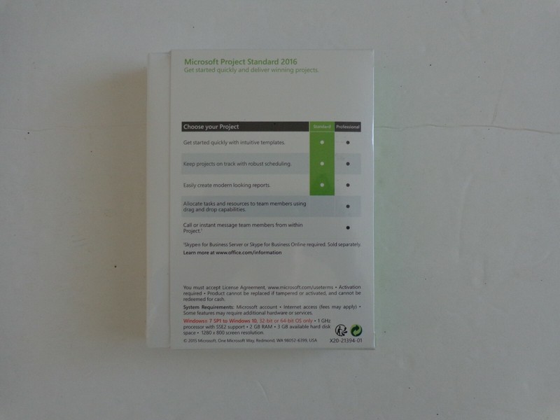 Microsoft Project Standard 2016, SKU Z9V-00347, Sealed Retail Package, Key Card gallery