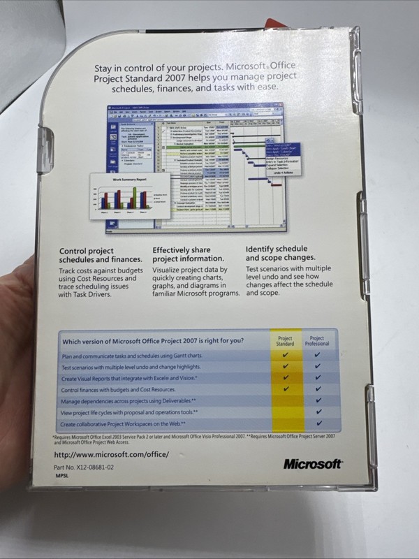 Microsoft Office Project Standard 2007 Academic Use Only New Sealed gallery