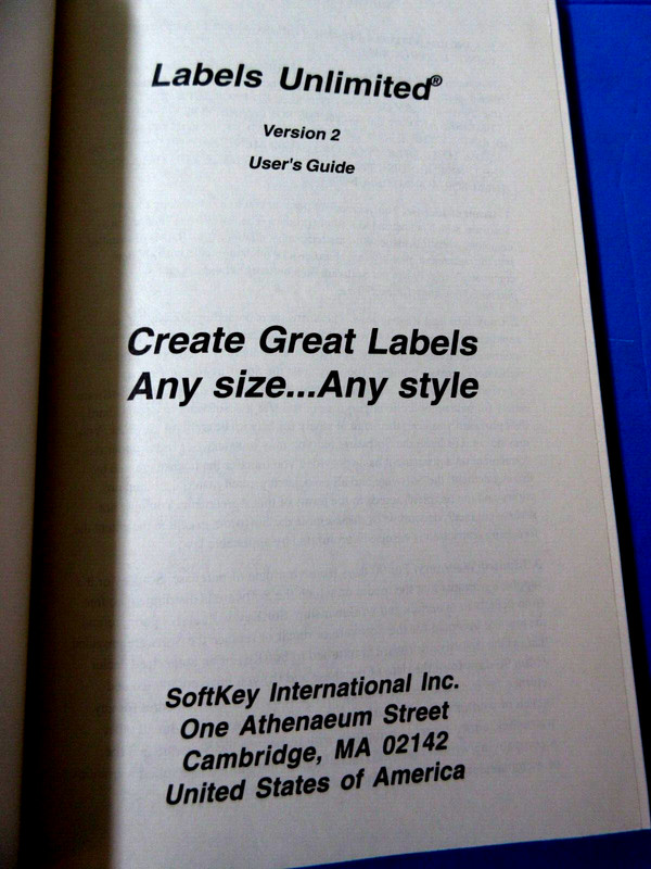 Labels Unlimited SoftKey w Manual - Windows 3.1, 95 Jewel Case 1996 gallery