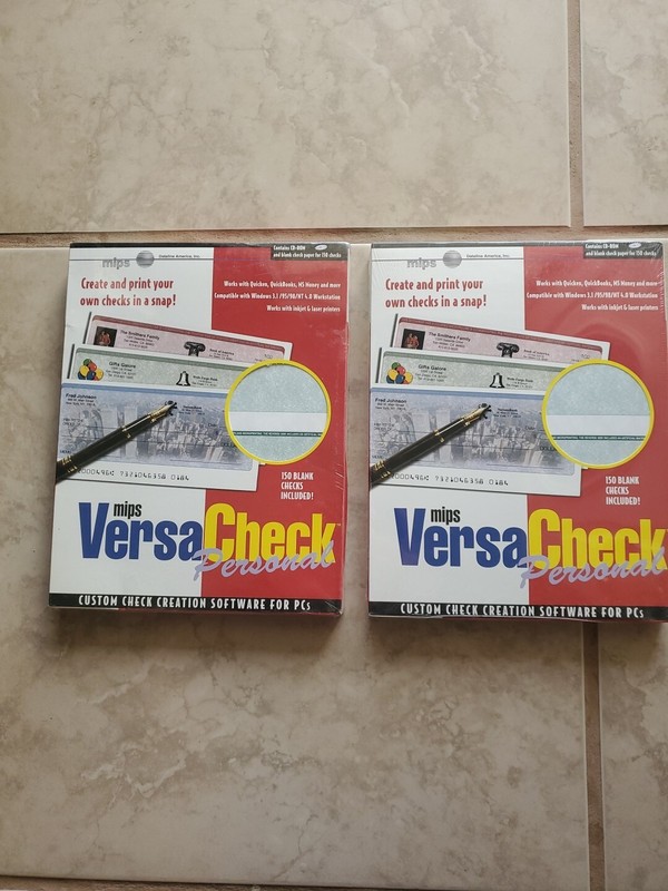 NEW SEALED Mips VersaCheck Personal Custom Check Creation Software w/150 Blanks