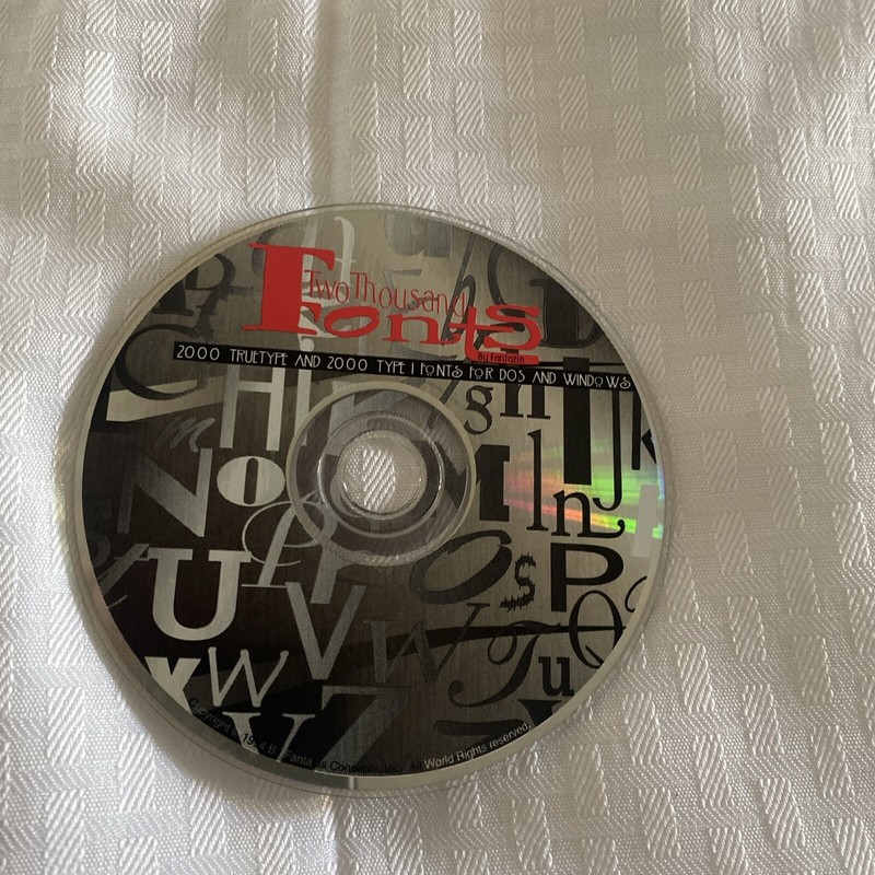 Two Thousand Fonts Fantazia Concepts 1994 CD-ROM Free Shipping