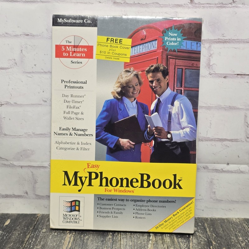 NEW My Phone Book for Windows Vintage 1994 My Software Co. Floppy Disk