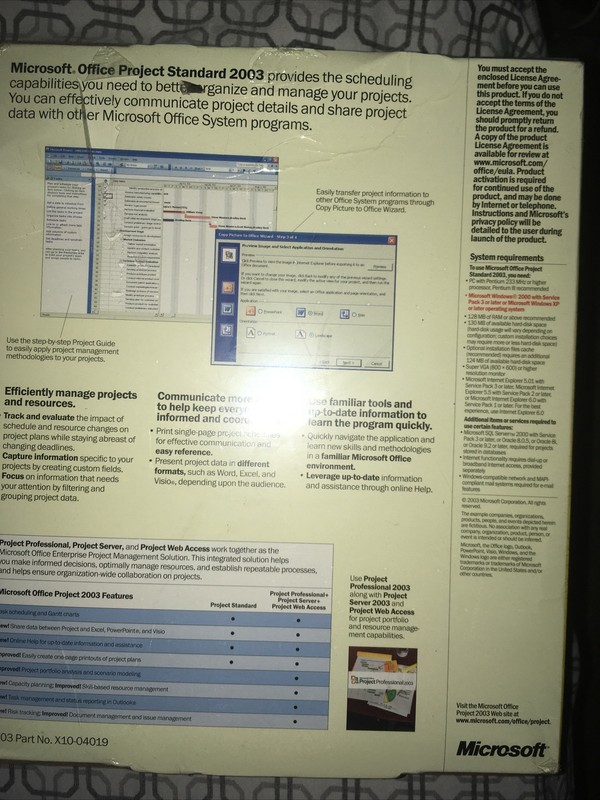Microsoft Office Project Standard 2003 With Key ( Requires Windows Or Windows XP gallery