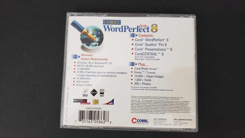 Corel Wordperfect Suite 8 - Windows 95 or NT 4.0 Software on CD gallery