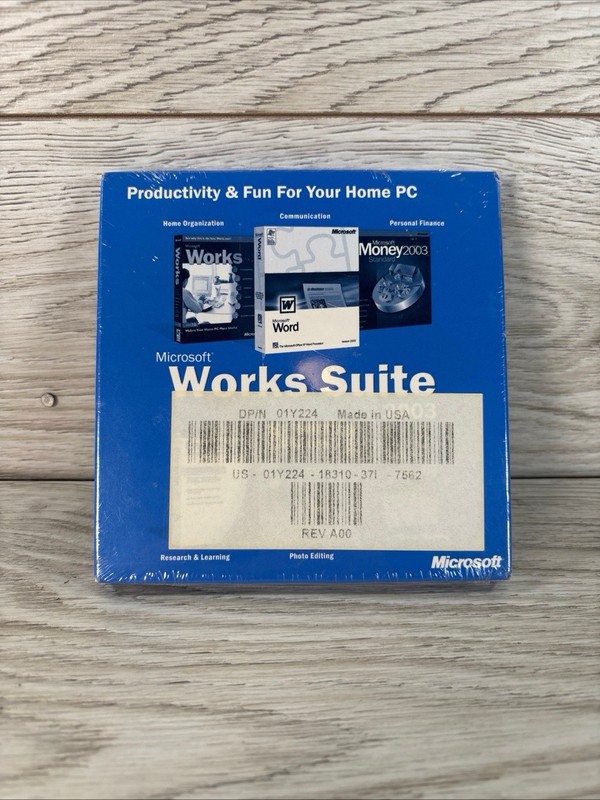 Microsoft Works Suite 2003 w/ Product Key PC Word Money Vintage New Sealed