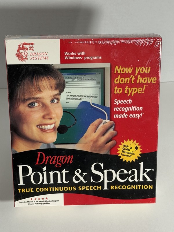 Dragon Point & Speak Speech Recognition Software, 1997 (NEW, SEALED)