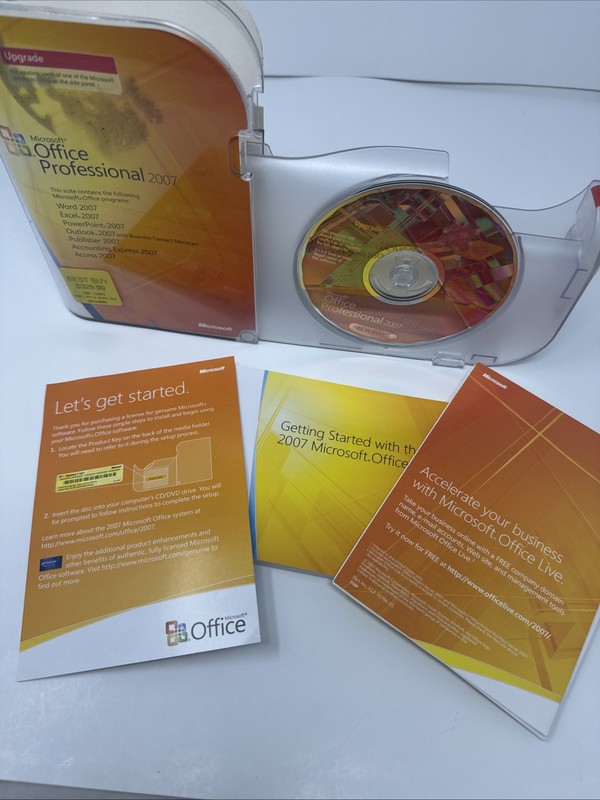 Microsoft Office Professional 2007 Upgrade Complete Windows Software w/Key gallery