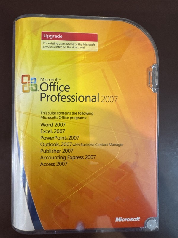 Official Microsoft Office Professional 2007 Upgrade w Product Key Pre-Owned