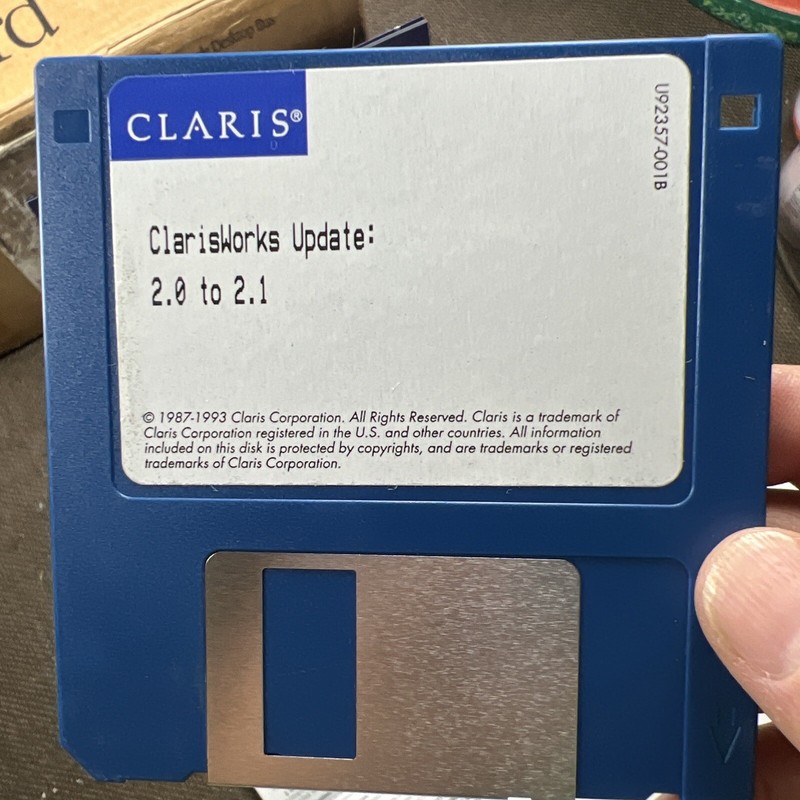 Vintage Apple Macintosh Claris Works 1993 v2.1 Update 3.5" Floppy Disk + Papers gallery