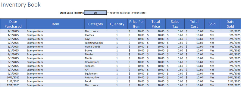 Sales Revenue & Expense Tracker Excel Spreadsheet w/ Inventory Log Tax Prep gallery