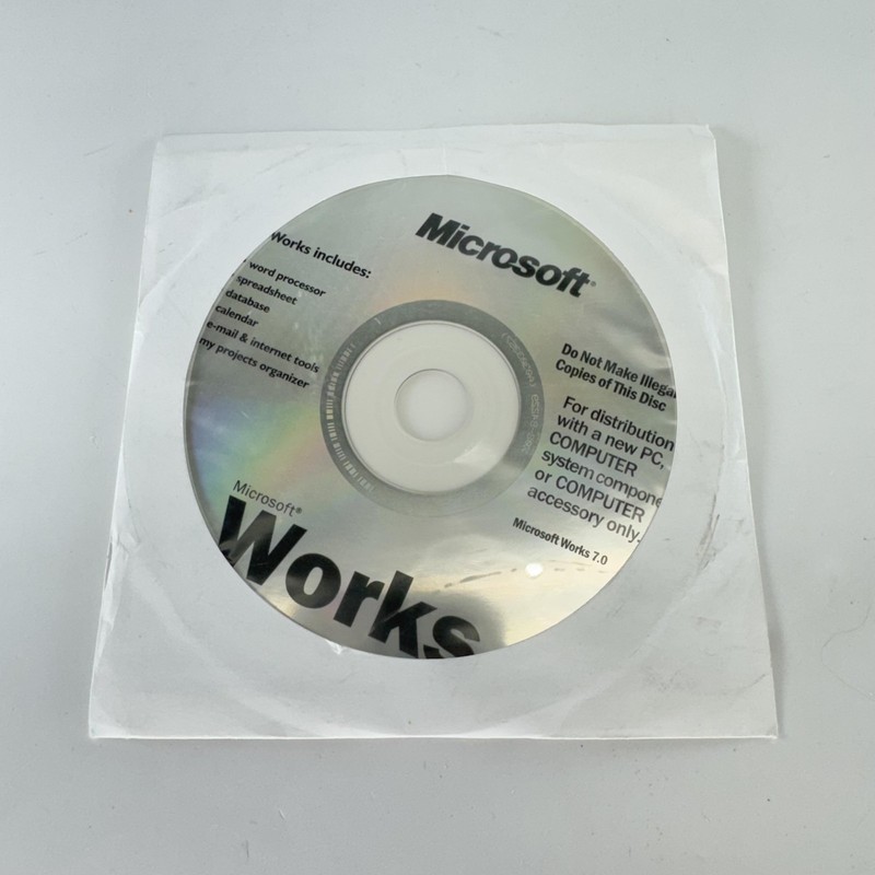 Microsoft Works 7.0 Software CD Suite Word Processor Spreadsheet Calendar OEM PC