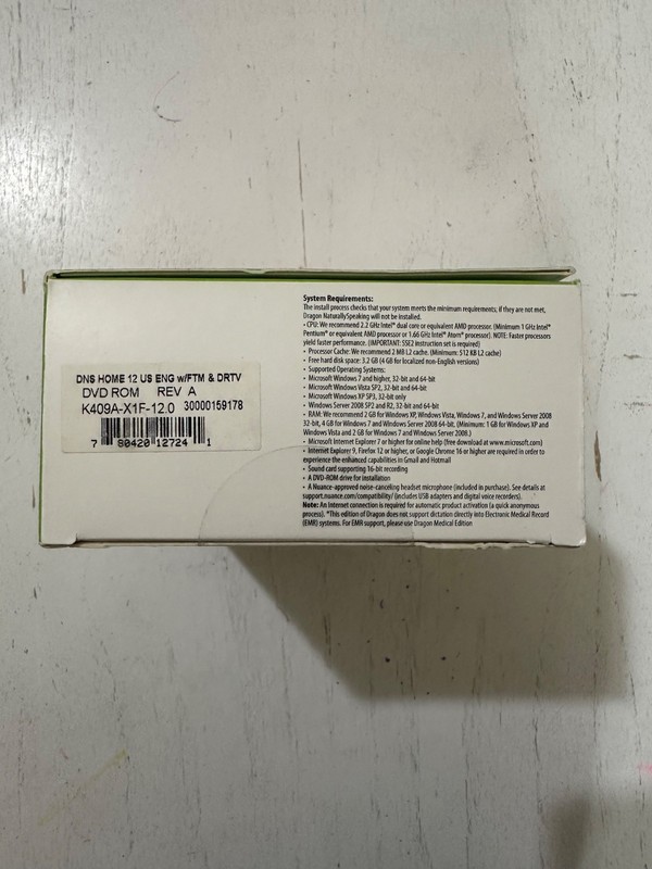 Nuance Dragon Naturally Speaking 12 Home K409A-G00-12.0 NEW Opened Box gallery