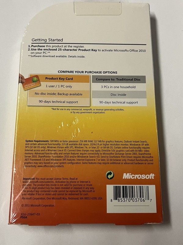Microsoft Office Home And Student 2010 Product Key Card new Sealed gallery