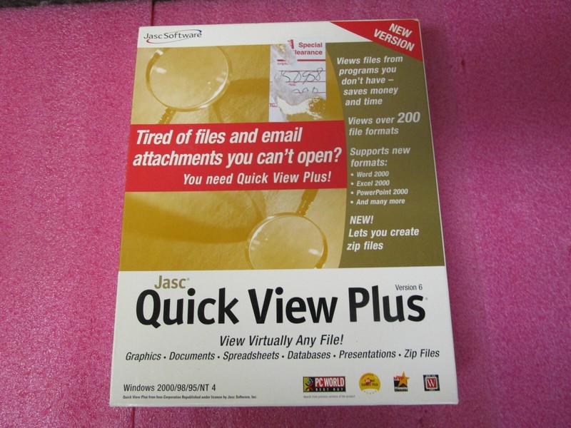 Jasc Quick View Plus Version 6 in Retail Box, CD is Factory Sealed in Case