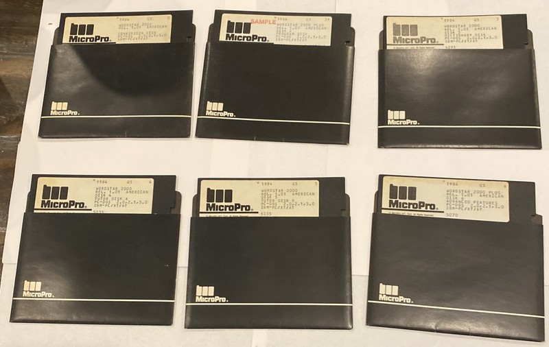 Rare Vintage MicroPro WordStar 2000 Rel 1.01 6-disk set on 5-1/4" Floppy, 1984